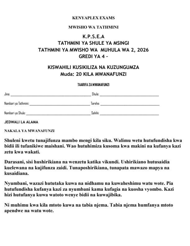 Preview page Grade-4-Kiswahili--Kusikiliza-na-Kuongea-End-Term-2-Exam-2026_6042_0.jpg