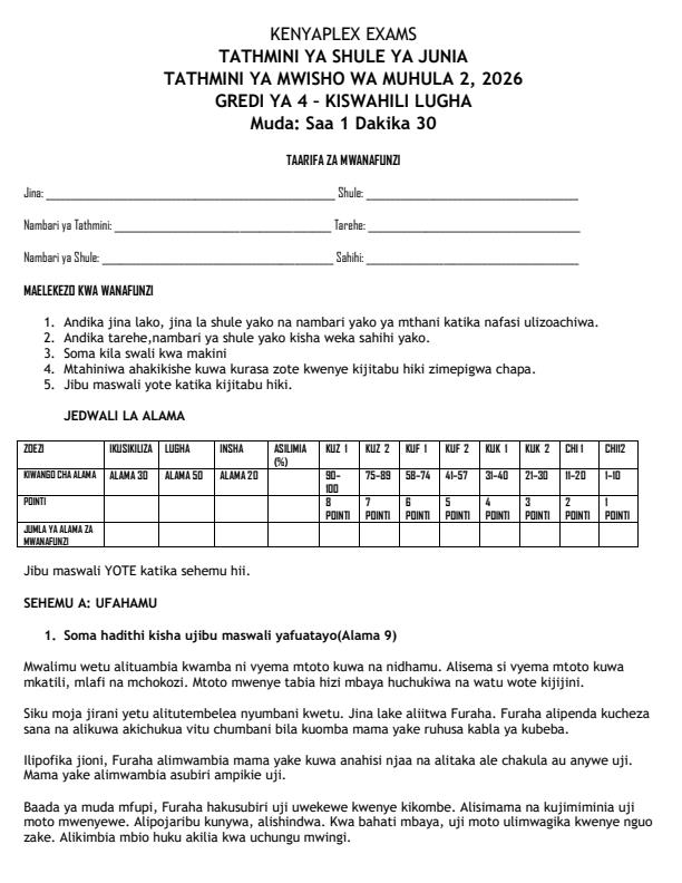 Preview page Grade-4-Kiswahili--Lugha-End-Term-2-Exam-2026_6043_0.jpg