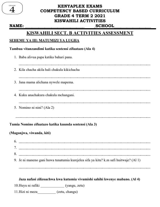 Preview page Grade-4-Kiswahili-Activities-End-of-Term-2-Examination-2021_940_0.jpg