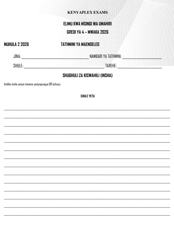 Preview page Grade-4-Kiswahili-Insha-Term-2-Opener-Exam-2026_5554_0.jpg