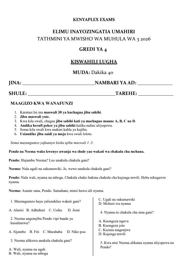 Preview page Grade-4-Kiswahili-Lugha-End-Term-3-Set-2-Exam-2026_7078_0.jpg