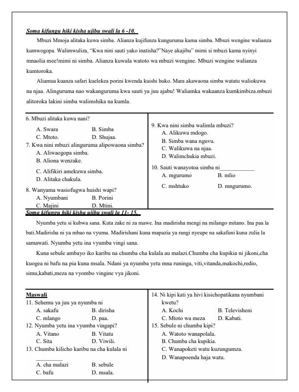Preview page Grade-4-Kiswahili-Mid-Term-1-Exam-2025_3647_1.jpg