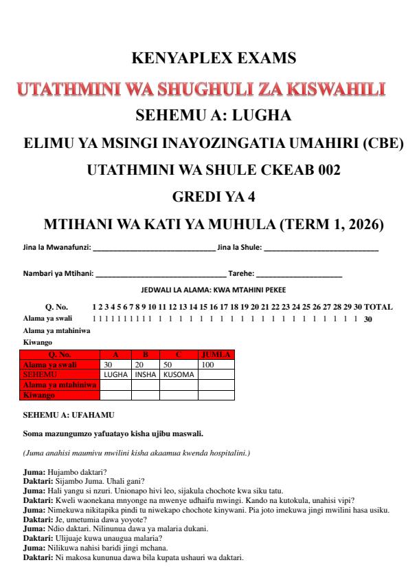 Preview page Grade-4-Kiswahili-Mid-Term-1-Exam-2026_5201_0.jpg