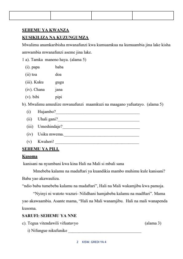 Preview page Grade-4-Kiswahili-Mid-Term-2-Exam-2025_4199_1.jpg