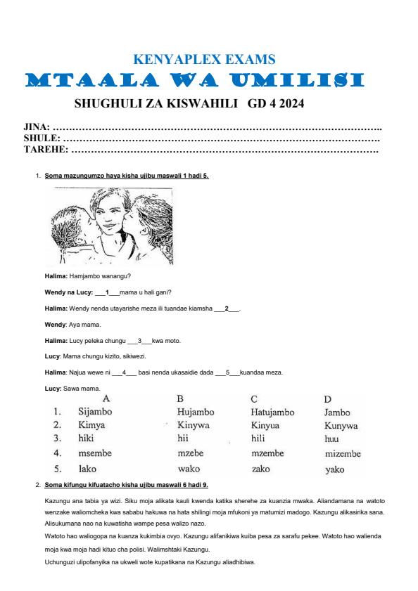 Preview page Grade-4-Kiswahili-Mid-Term-3-Exam-2024_3150_0.jpg