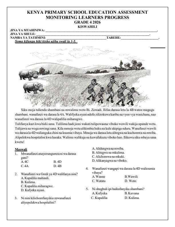 Preview page Grade-4-Kiswahili-Opener-Exam-Term-1-2026_4950_0.jpg