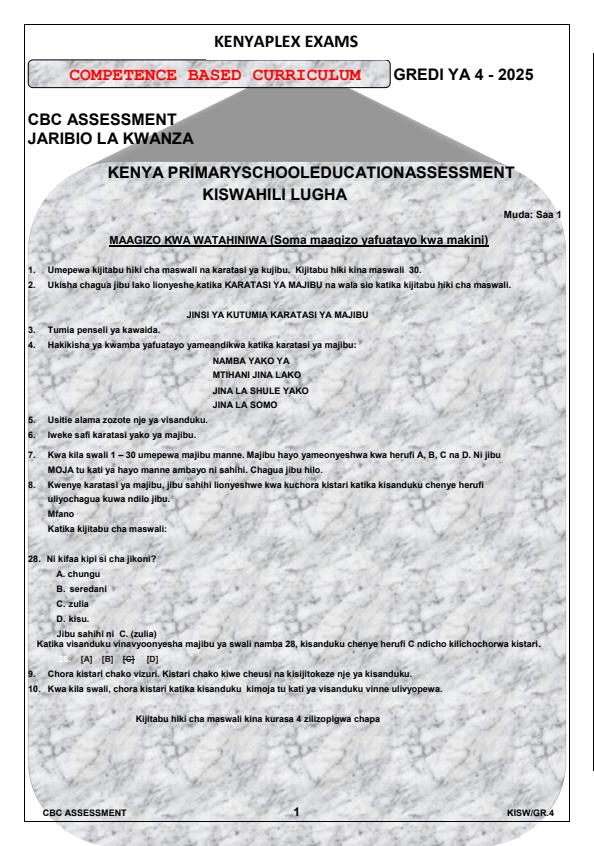 Preview page Grade-4-Kiswahili-Term-1-Opener-Exam-2025_3512_0.jpg
