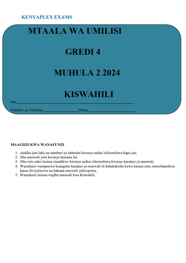 Preview page Grade-4-Kiswahili-Term-2-Opener-Exam-2024_2472_0.jpg