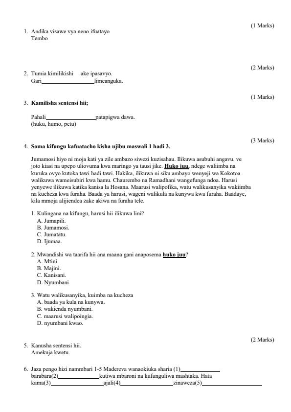 Preview page Grade-4-Kiswahili-Term-2-Opener-Exam-2024_2472_1.jpg