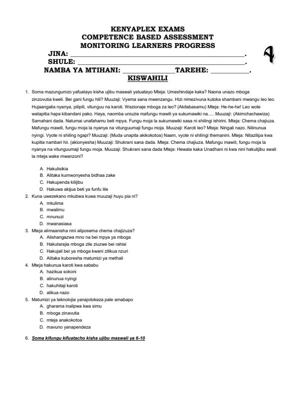 Preview page Grade-4-Kiswahili-Term-2-Opener-Exam-2025_4040_0.jpg