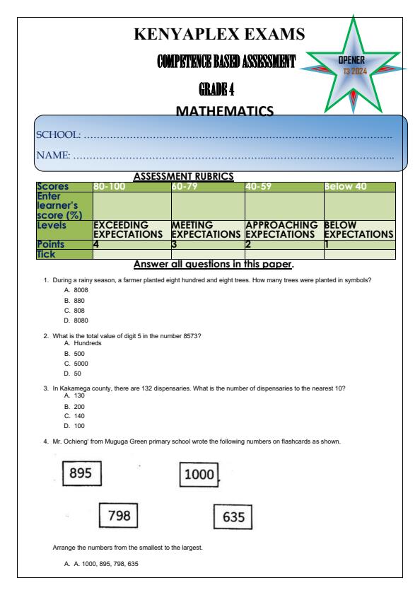 Preview page Grade-4-Mathematics-Term-3-Opener-Exam-2024_2984_0.jpg