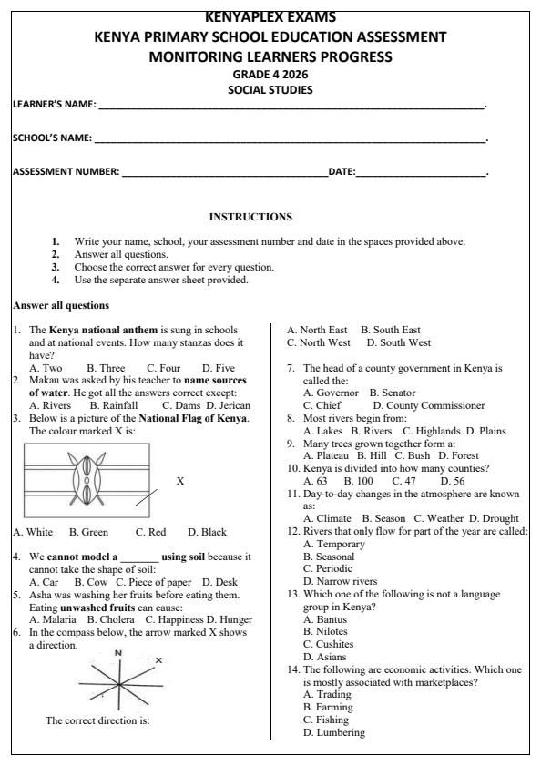 Preview page Grade-4-Social-Studies-Opener-Exam-Term-1-2026_4953_0.jpg