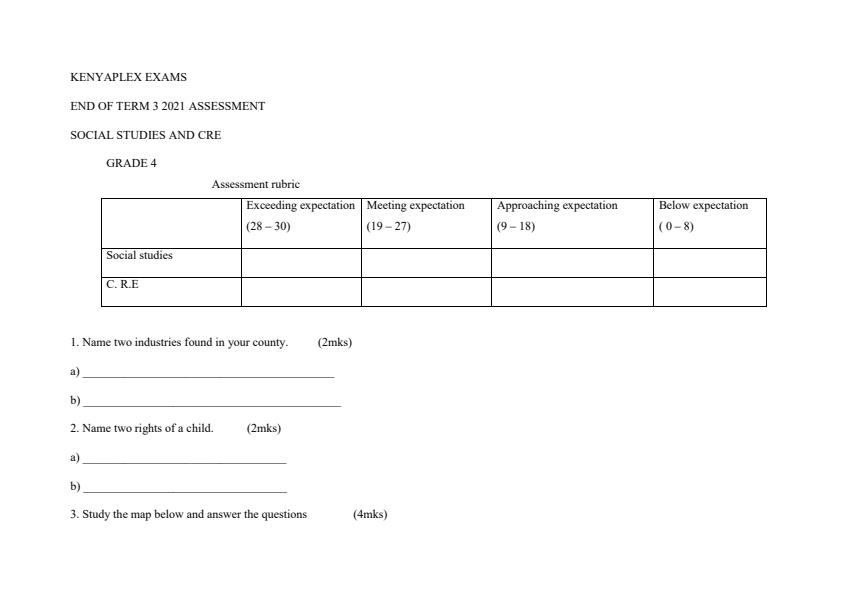 Preview page Grade-4-Social-Studies-and-CRE-End-of-Term-3-Exam-2021_772_0.jpg