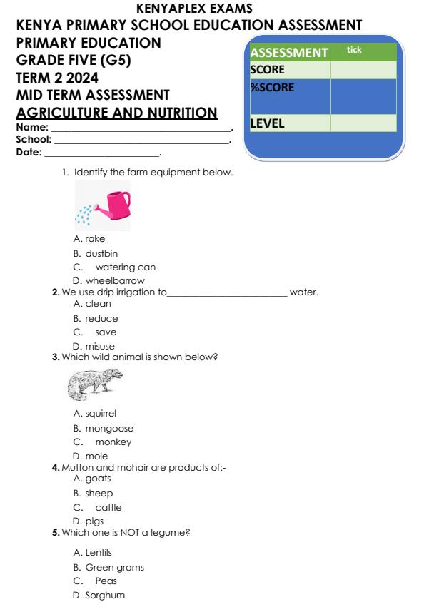 Preview page Grade-5-Agriculture-and-Nutrition-Mid-Term-2-Exam-2024_2674_0.jpg