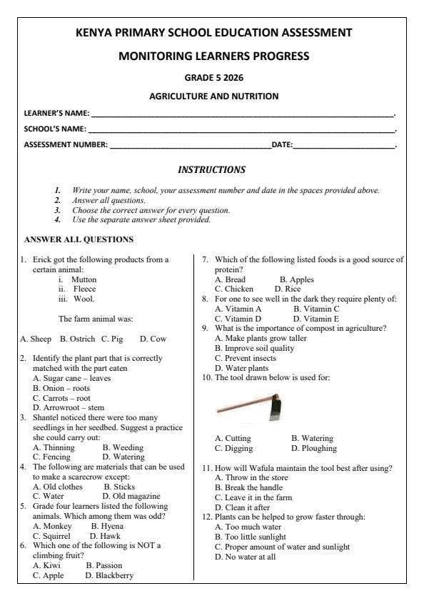 Preview page Grade-5-Agriculture-and-Nutrition-Opener-Exam-Term-1-2026_4954_0.jpg