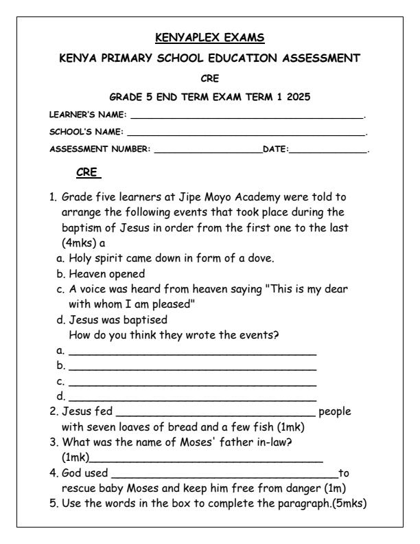 Preview page Grade-5-CRE-End-of-Term-1-Examination-2025_3784_0.jpg