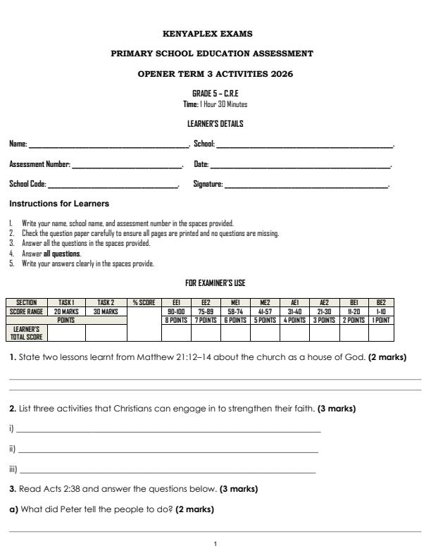 Preview page Grade-5-CRE-September-Assessment-Examination-2026_6731_0.jpg