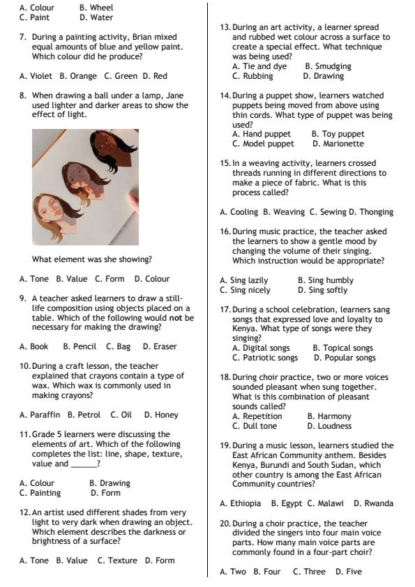 Preview page Grade-5-Creative-Arts-Activity-End-Term-3-Exam-2026_6829_1.jpg