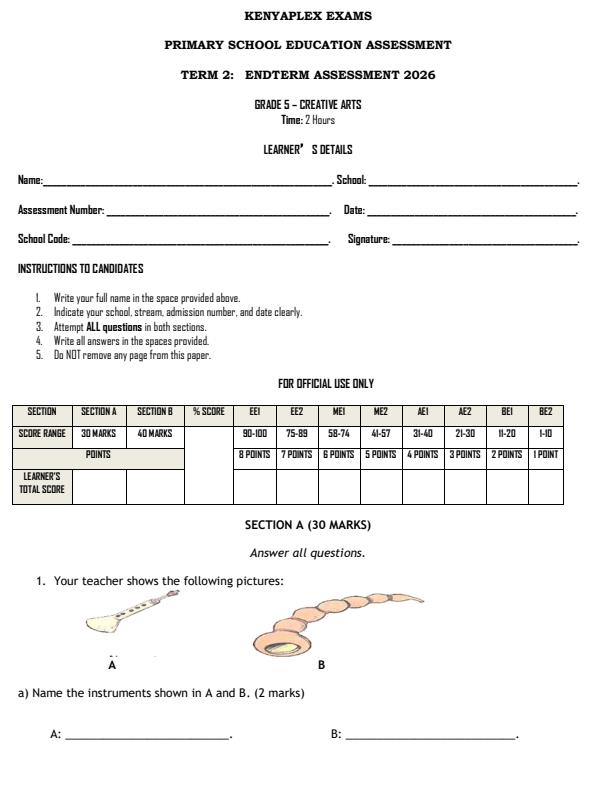 Preview page Grade-5-Creative-Arts-End-Term-2-Exam-2026_6049_0.jpg