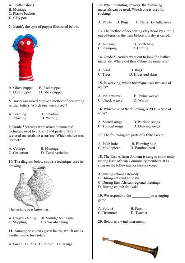 Preview page Grade-5-Creative-Arts-End-Term-3-Set-2-Exam-2026_7091_1.jpg