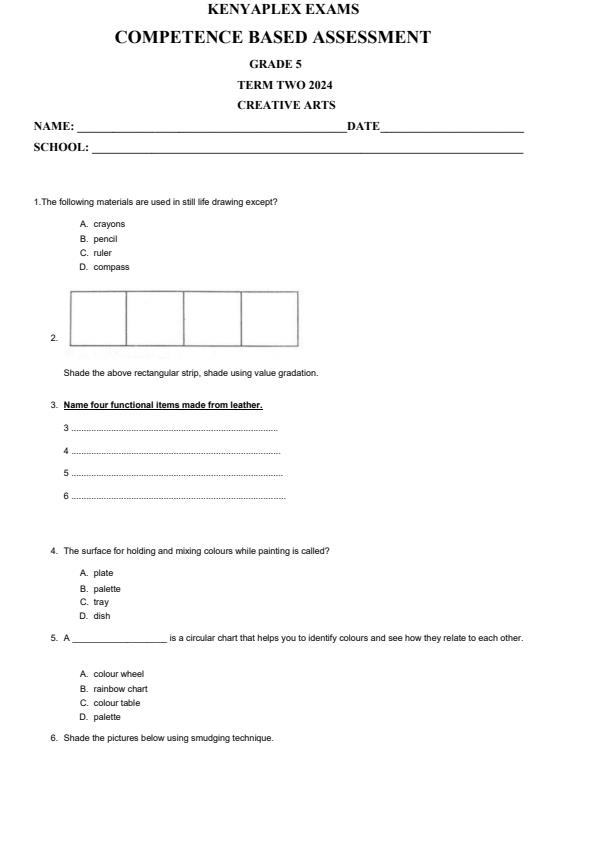 Preview page Grade-5-Creative-Arts-End-of-May-Assessment-Test-2024_2585_0.jpg