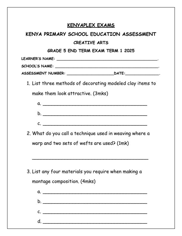 Preview page Grade-5-Creative-Arts-End-of-Term-1-Examination-2025_3785_0.jpg