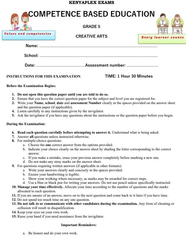 Preview page Grade-5-Creative-Arts-End-of-Term-2-Exam-2025_4364_0.jpg