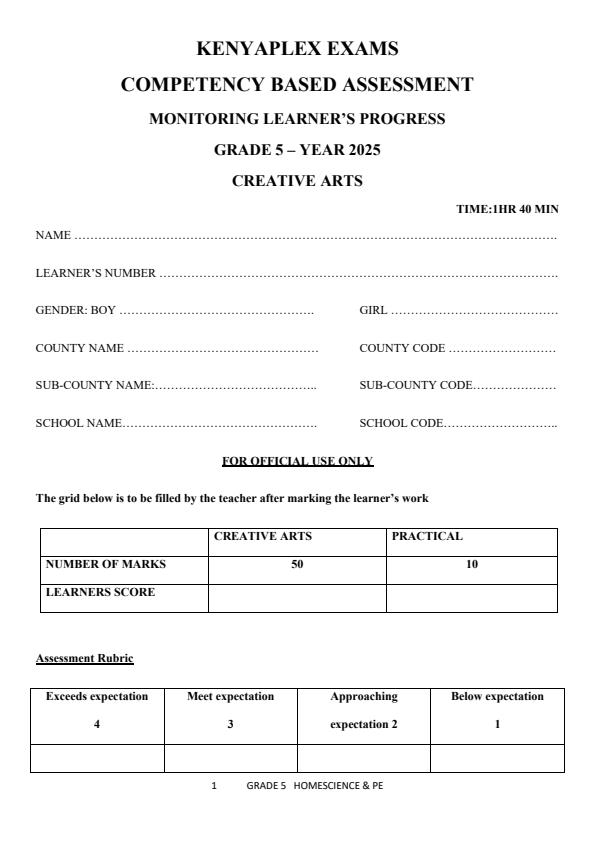 Preview page Grade-5-Creative-Arts-Mid-Term-2-Exam-2025_4206_0.jpg