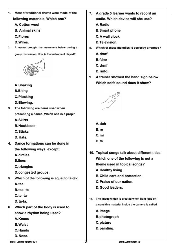 Preview page Grade-5-Creative-Arts-Term-1-Opener-Exam-2025_3519_1.jpg