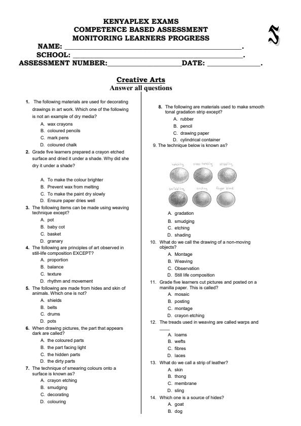Preview page Grade-5-Creative-Arts-Term-2-Opener-Exam-2025_4045_0.jpg