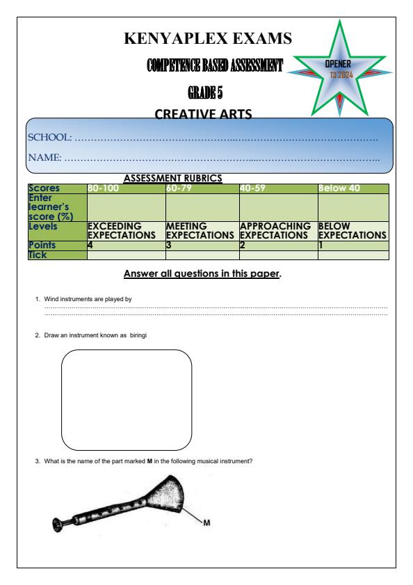 Preview page Grade-5-Creative-Arts-Term-3-Opener-Exam-2024_3049_0.jpg