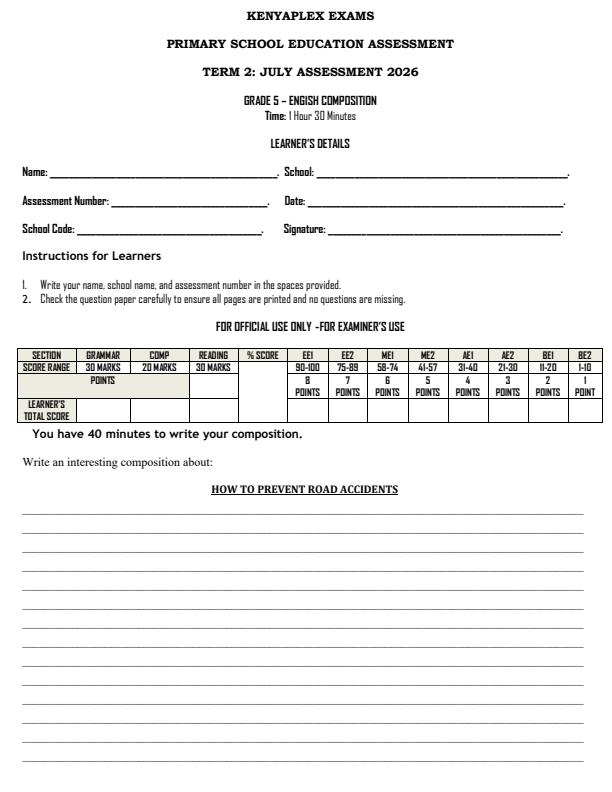 Preview page Grade-5-English--Composition-July-Assessment-Examination-2026_6262_0.jpg