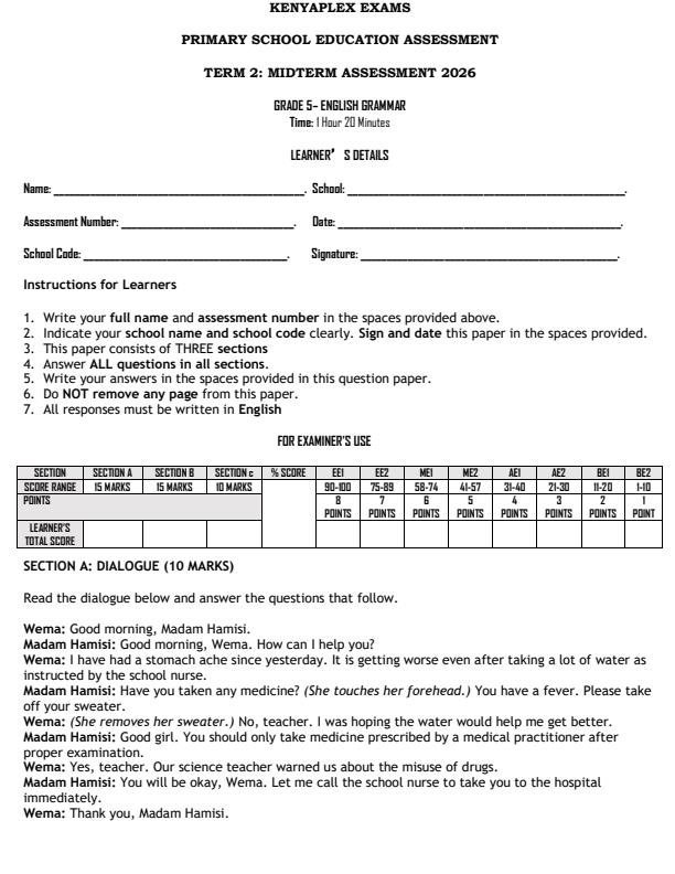 Preview page Grade-5-English--Grammar-Mid-Term-2-Exam-2026_5834_0.jpg