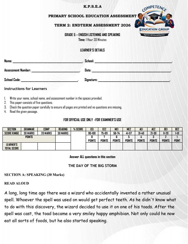 Preview page Grade-5-English--Listening-and-Speaking-July-Assesment-Examination-2026_6263_0.jpg