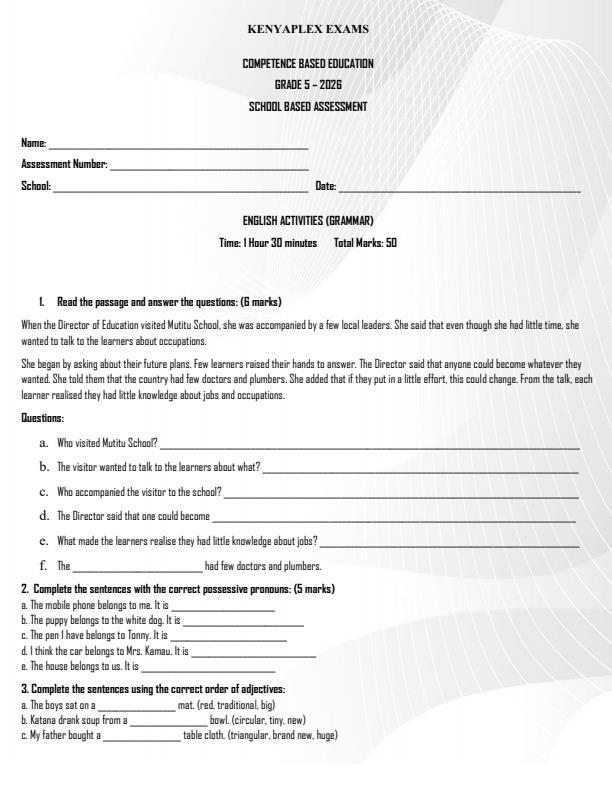 Preview page Grade-5-English-Activities-Grammar-Term-2-Opener-Exam-2026_5564_0.jpg