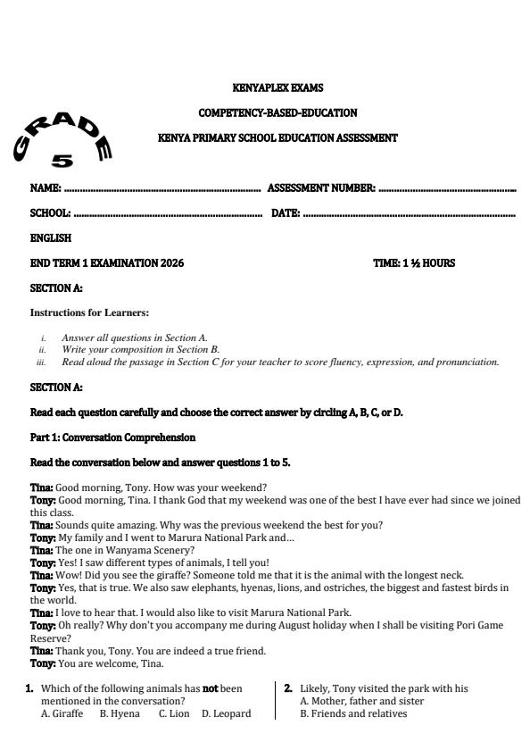 Preview page Grade-5-English-End-Term-1-Exam-2026_5253_0.jpg