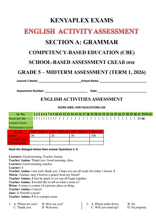 Preview page Grade-5-English-Mid-Term-1-Exam-2026_5081_0.jpg