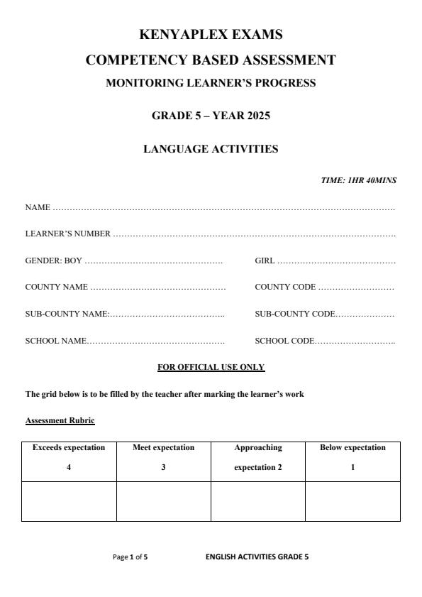 Preview page Grade-5-English-Mid-Term-2-Exam-2025_4225_0.jpg