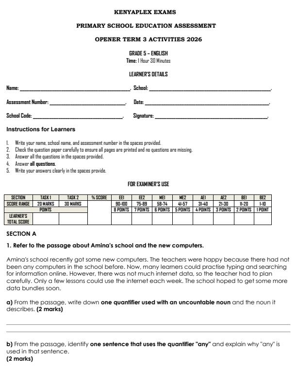 Preview page Grade-5-English-September-Assessment-Examination-2026_6735_0.jpg
