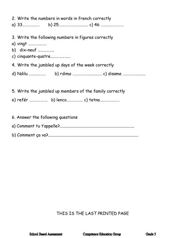 Preview page Grade-5-French-September-Assessment-Examination-2026_6736_1.jpg