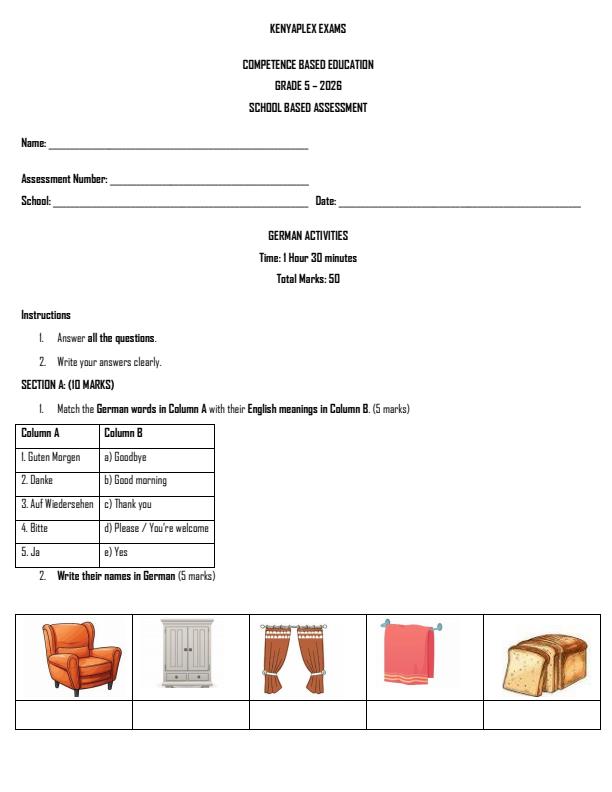 Preview page Grade-5-German-Activites-Term-2-Opener-Exam-2026_5567_0.jpg