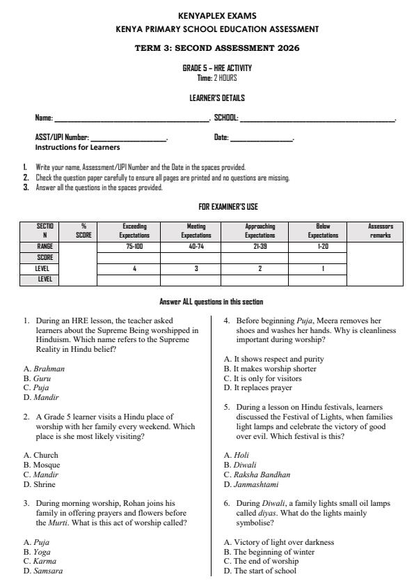 Preview page Grade-5-Hindu-Religious-Education-Activity-End-Term-3-Exam-2026_6835_0.jpg