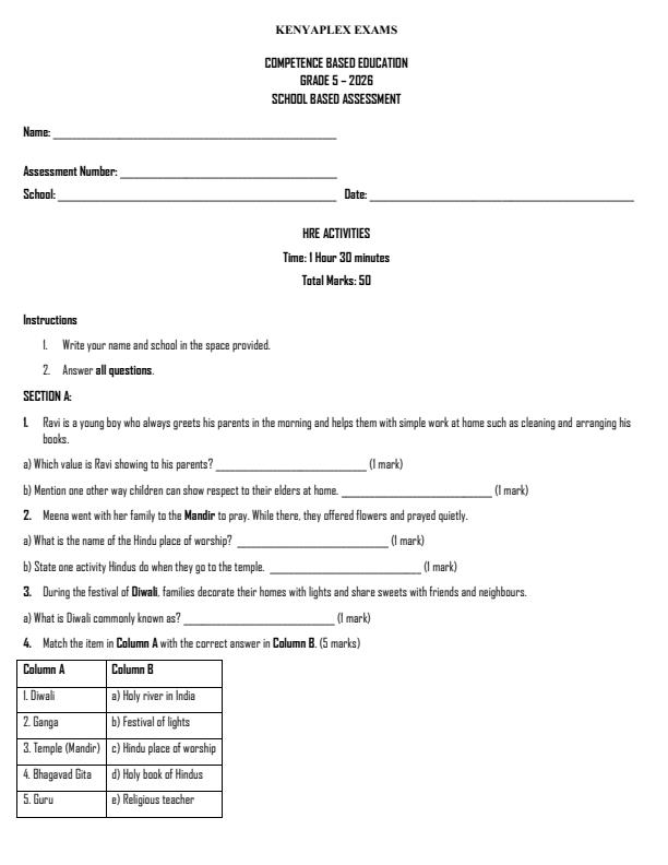 Preview page Grade-5-Hindu-religious-education-Activities-Term-2-Opener-Exam-2026_5568_0.jpg