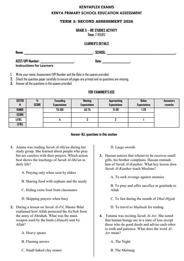 Preview page Grade-5-Islamic-Religious-Education-Activity-End-Term-3-Exam-2026_6836_0.jpg