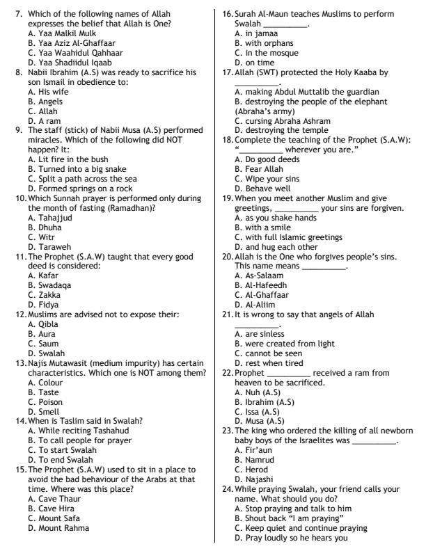 Preview page Grade-5-Islamic-Religious-Education-July-Assessment-Examination-2026_6266_1.jpg