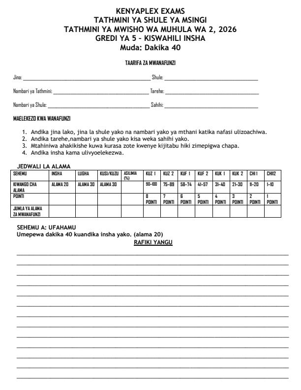 Preview page Grade-5-Kiswahili--Insha-End-Term-2-Exam-2026_6057_0.jpg