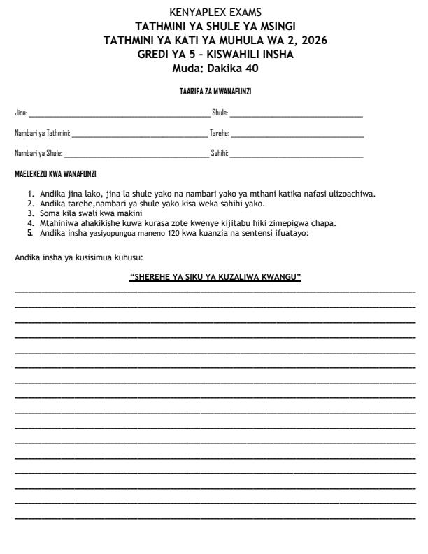 Preview page Grade-5-Kiswahili--Insha-Mid-Term-2-Exam-2026_5840_0.jpg