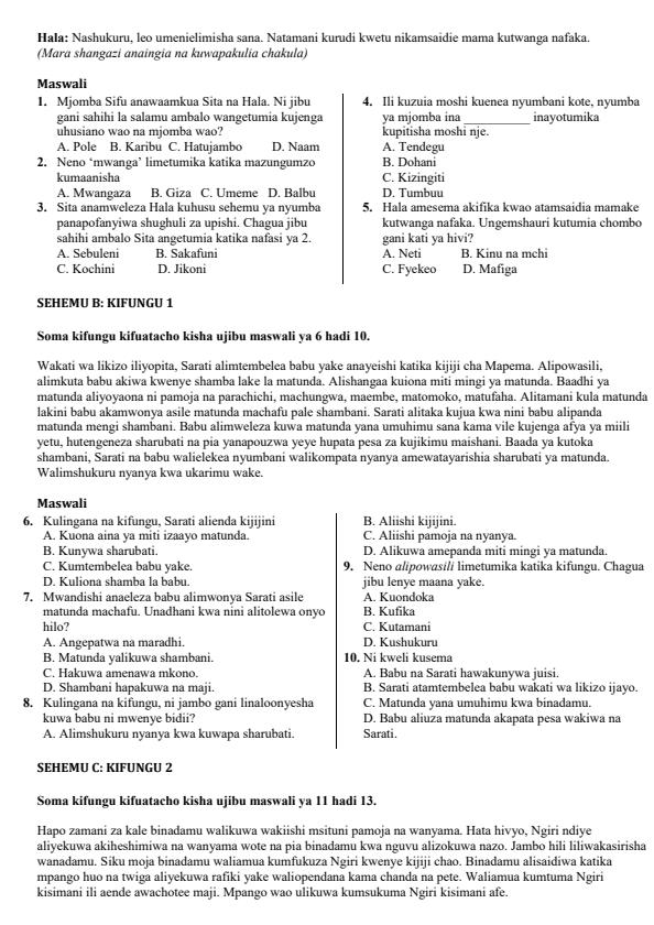 Preview page Grade-5-Kiswahili-Mid-Term-1-Exam-2026_5083_1.jpg