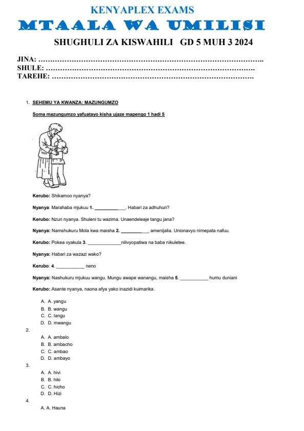 Preview page Grade-5-Kiswahili-Mid-Term-3-Exam-2024_3160_0.jpg