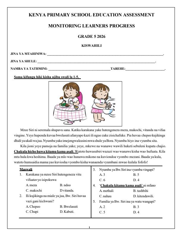Preview page Grade-5-Kiswahili-Opener-Exam-Term-1-2026_4959_0.jpg